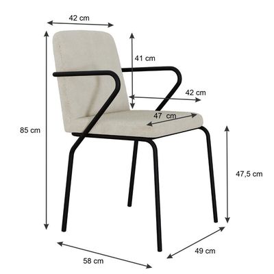 Cadeira Bloom Fixa C-4 Pes C-braco 490x580x850 Mm C-4 Un Boucle Vanilla Boucle Vanilla