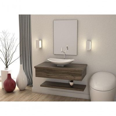 Conjunto Bancada C-cuba L45, Prateleira E Espelheira Metrópole 806 Carvalho Carvalho Dark