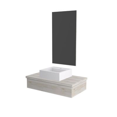Conjunto Bancada C-cuba Q39 E Espelheira Metrópole 801 Preto ônix Snow