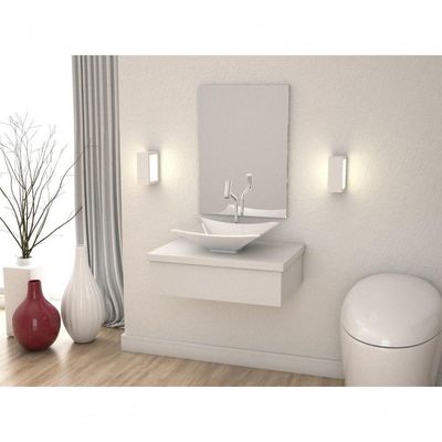 Conjunto Bancada C-cuba L38 E Espelheira Metrópole 601 Perffect Acetinado Branco Chess