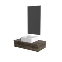 Conjunto Bancada C-cuba Q39 E Espelheira Metrópole 801 Carvalho Carvalho Dark