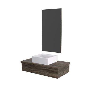 Conjunto Bancada C-cuba Q39 E Espelheira Metrópole 801 Carvalho Carvalho Dark