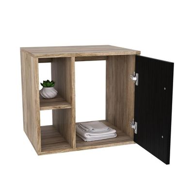 Conjunto Balcão C-cuba Q32 E Espelheira Soft 500 Carvalho C-branco Chess Carvalho C-preto ônix