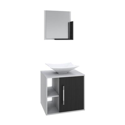 Conjunto Balcão C-cuba L38 E Espelheira Soft 500 Branco Chess C-nogal Branco Chess C-preto ônix