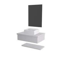 Conjunto Bancada C-cuba Q32, Prateleira E Espelheira Metrópole 606 Perffect Acetinado Branco Chess