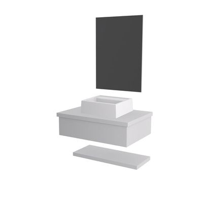 Conjunto Bancada C-cuba Q32, Prateleira E Espelheira Metrópole 606 Perffect Acetinado Branco Chess