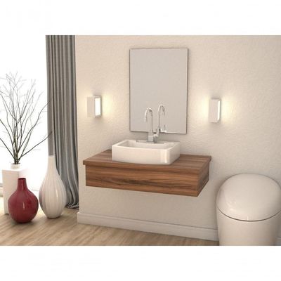 Conjunto Bancada C-cuba Aria 41 E Espelheira Metrópole 801 Carvalho Dark Nogal