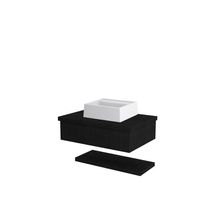 Conjunto Bancada C-cuba Q32 E Prateleira Metrópole 605 Nogal Preto ônix