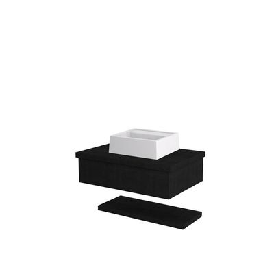 Conjunto Bancada C-cuba Q32 E Prateleira Metrópole 605 Nogal Preto ônix