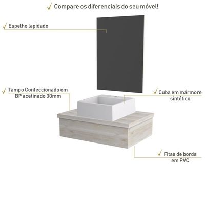 Conjunto Bancada C-cuba Q355 E Espelheira Metrópole 601 Preto ônix Snow