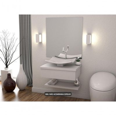 Conjunto Bancada C-cuba F44 E Prateleira Metrópole 605 Perffect Acetinado Branco Chess