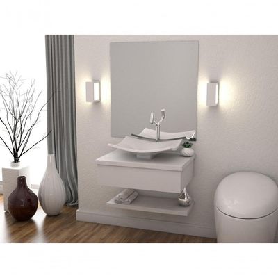 Conjunto Bancada C-cuba F44 E Prateleira Metrópole 605 Perffect Acetinado Branco Chess