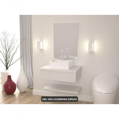 Conjunto Bancada C-cuba Q32 E Prateleira Metrópole 605 Perffect Acetinado Branco Chess