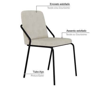 Cadeira Bloom Fixa C-4 Pes S-braco 490x580x850 Mm C-6 Un Boucle Vanilla Boucle Vanilla