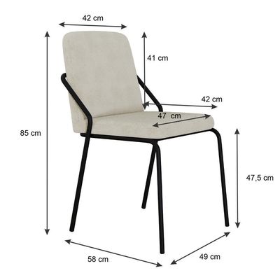 Cadeira Bloom Fixa C-4 Pes S-braco 490x580x850 Mm C-6 Un Boucle Vanilla Boucle Vanilla
