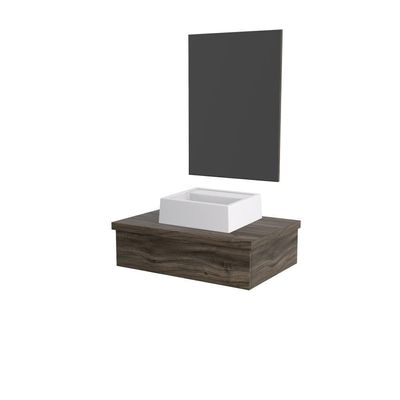 Conjunto Bancada C-cuba Q32 E Espelheira Metrópole 601 Carvalho Carvalho Dark