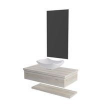 Conjunto Bancada C-cuba L42, Prateleira E Espelheira Metrópole 806 Preto ônix Snow