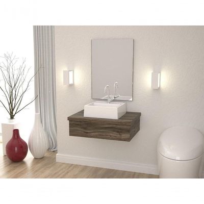 Conjunto Bancada C-cuba Q32 E Espelheira Metrópole 601 Carvalho Carvalho Dark