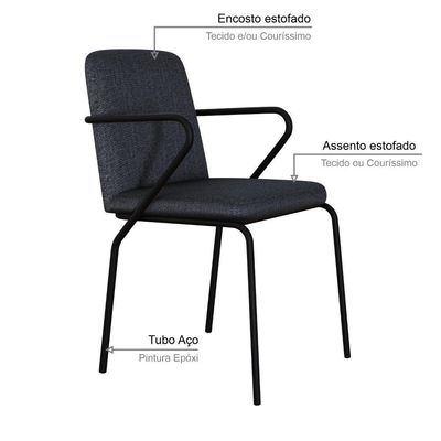 Cadeira Bloom Fixa C-4 Pes C-braco 490x580x850 Mm C-1 Un Grafite Corriente Grafite Corriente