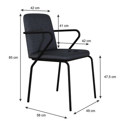 Cadeira Bloom Fixa C-4 Pes C-braco 490x580x850 Mm C-1 Un Grafite Corriente Grafite Corriente