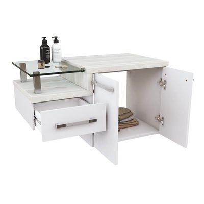 Conjunto Balcão C-cuba F44 E Espelheira Legno 830 Branco Chess C-preto ônix Branco Chess C-snow