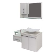 Conjunto Balcão C-cuba F44 E Espelheira Legno 830 Branco Chess C-preto ônix Branco Chess C-snow