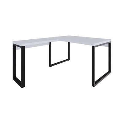 Mesa Em L Operacional 135x160x75cm Yon Branco Tx-est.preta Branco Tx-est.preta