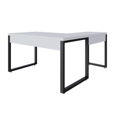 Mesa Em L Operacional 135x160x75cm Yon Branco Tx-est.preta Branco Tx-est.preta