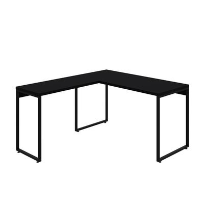 Mesa Em L Kuadra Office 135x150x75cm Preto ônix - Est.preta Preto ônix - Est.preta