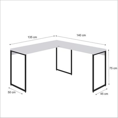 Mesa Em L Dynamica Office 135x140x75cm Branco Chess - Est.preta Branco Chess - Est.preta