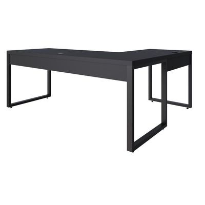 Mesa Em L Presidente 190x160x75cm Yon Preto Tx-est.preta Preto Tx-est.preta