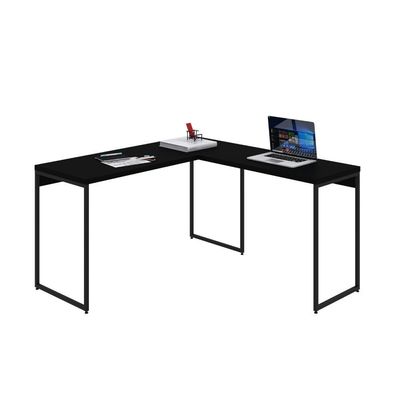 Mesa Em L Dynamica Office 135x140x75cm Preto ônix - Est.preta Preto ônix - Est.preta
