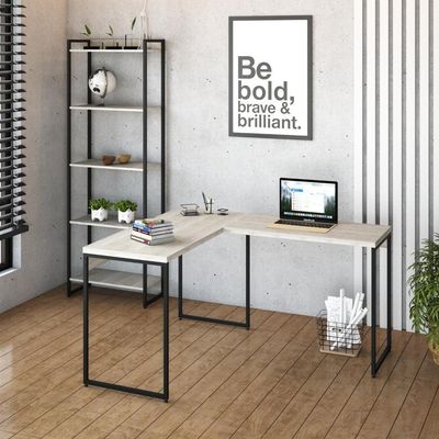 Mesa Em L Dynamica Office 120x140x75cm Snow - Est.preta Snow - Est.preta