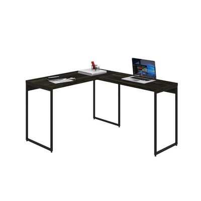 Mesa Em L Dynamica Office 120x140x75cm Carvalho Dark - Est.preta Carvalho Dark - Est.preta