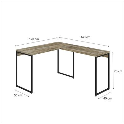 Mesa Em L Dynamica Office 120x140x75cm Carvalho - Est.preta Carvalho - Est.preta