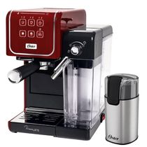 Kit Cafeteira Primalatte Touch Red E Moedor De Café Elétrico Oster 110V