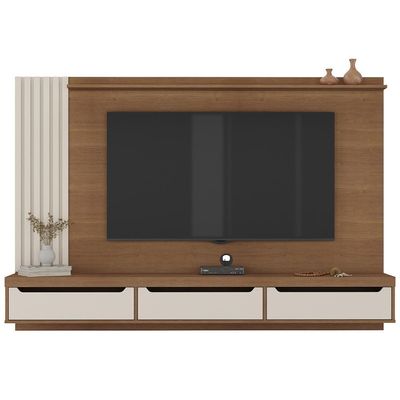 Painel TV 75 Polegadas E Bancada Suspensa Vale Cinamomo Off White A09 - Mpozenato
