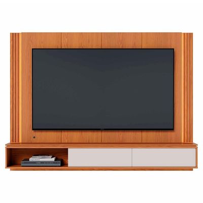 Painel TV 75 Polegadas E Bancada Suspensa Trento Freijó Off White C05 - Mpozenato