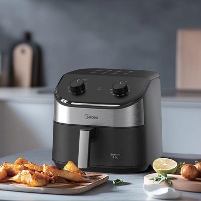 Fritadeira Air Fryer Midea Widemax Cyclone Preto e Inox 4,5L 110V FWM45P1