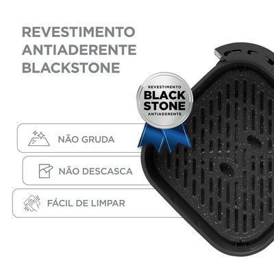 Fritadeira Air Fryer Midea Widemax Cyclone Preto e Inox 4,5L 110V FWM45P1