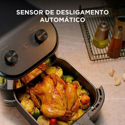 Fritadeira Air Fryer Midea Widemax Cyclone Preto e Inox 4,5L 110V FWM45P1
