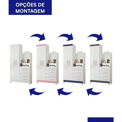 Cômoda New Capri 2 Portas E 4 Gavetas Quadriflex Branco Com Espelho - Móveis Albatroz Branco