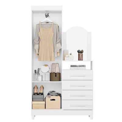 Cômoda New Capri 2 Portas E 4 Gavetas Quadriflex Branco Com Espelho - Móveis Albatroz Branco