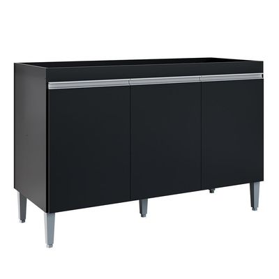 Balcão Pia Manu 120cm 3 Portas Preto Sem Tampo Ajl Móveis Preto