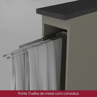 Kit Ilha Gourmet Connect Com Balcões 60cm E Porta Toalha Duna-cristal Móveis Henn Duna-cristal