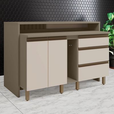 Kit Ilha Gourmet Connect Com Balcões 60cm E Porta Toalha Duna-cristal Móveis Henn Duna-cristal