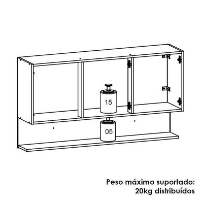 Armario Aereo 3 Portas 120 Cm Line Ktp Supremo Cp Freijo