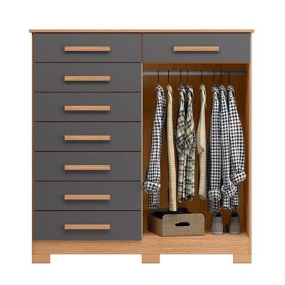 Cômoda Verona 2 Portas E 8 Gavetas Freijó/titanium - Móveis Albatroz Freijó/titanium