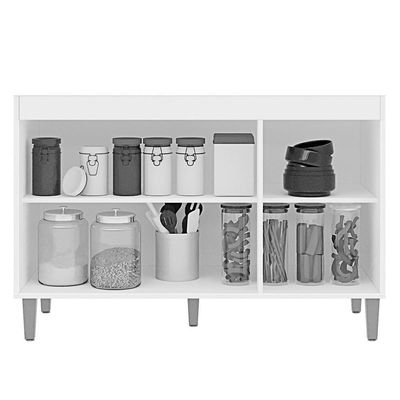 Balcão Pia Manu 120cm 3 Portas Amêndoa-branco Sem Tampo Ajl Móveis Amêndoa-branco