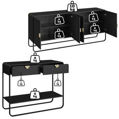 Balcao Buffet E Aparador 180 Cm Organica Artesano Nero Preto